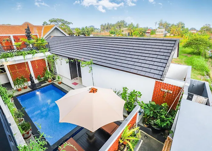 White Blue House 3 - Pvt Room, Shared Pool&kitchen Ubud